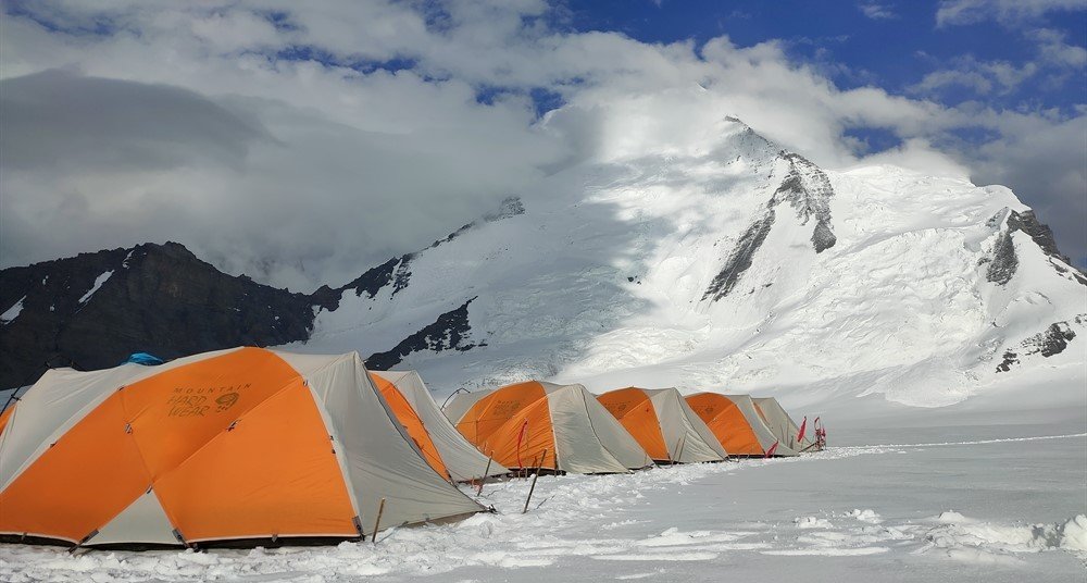 High mountain camp near Mount Nun